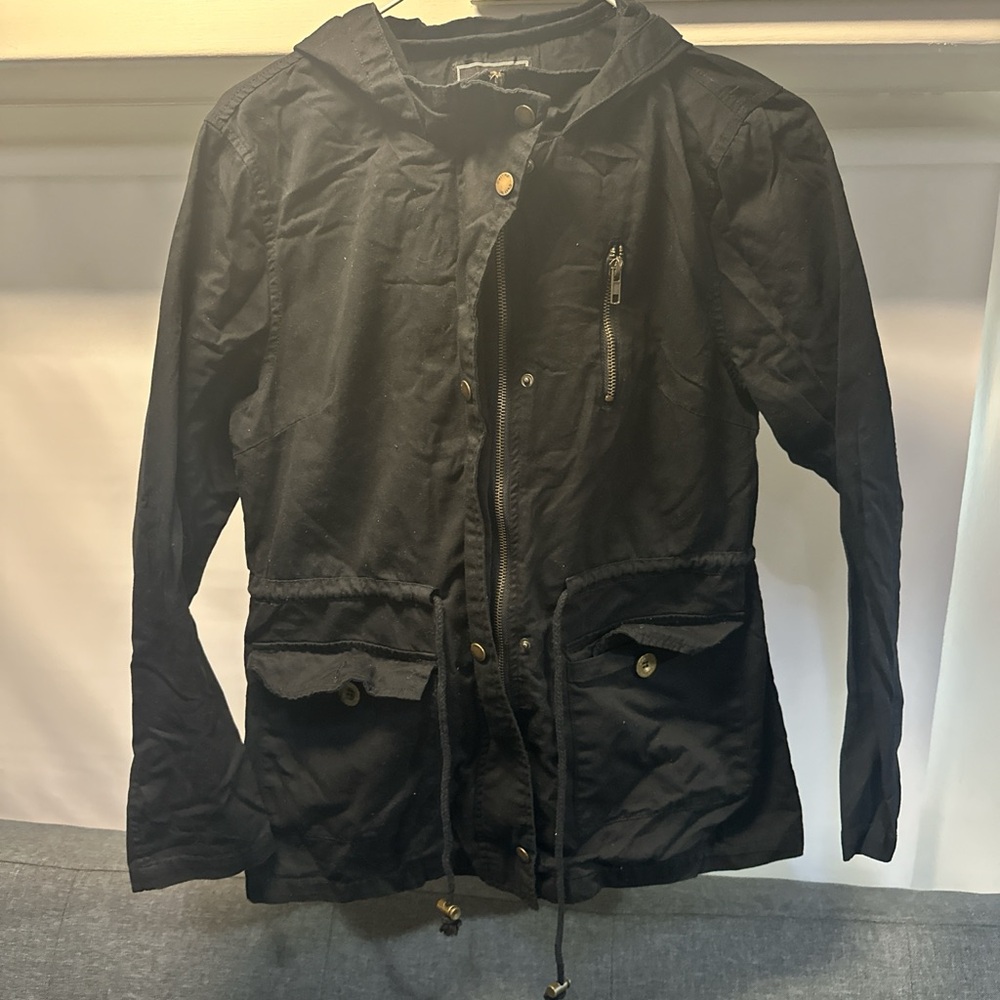Women's Black Hooded lightweight Jacket